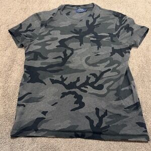 Polo Ralph Lauren Mens Grey Camo Pocket T-Shirt Custom Slim Fit Large Cotton